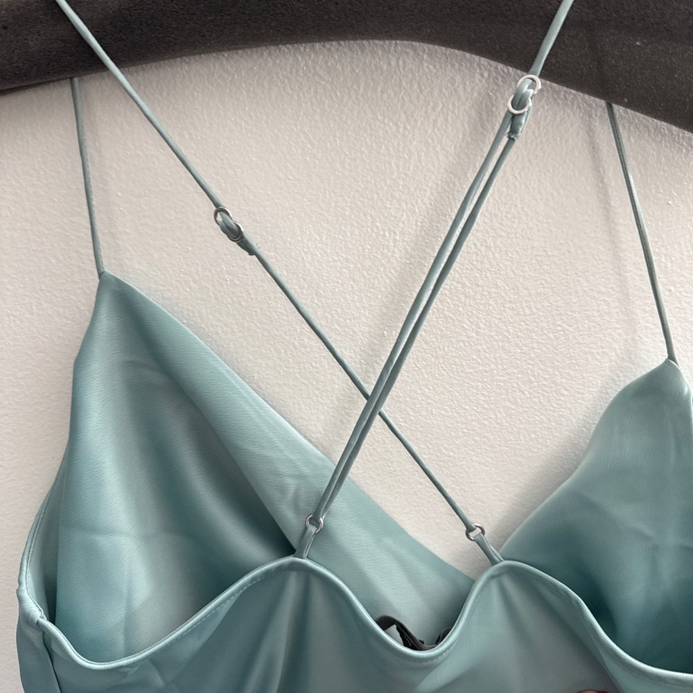 Banana Republic Sage Green Satin Cowl Neck Maxi Dress - Picture 2 of 5